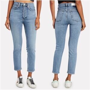 Re/Done Jeans Womens 26 Blue High Rise Ankle Crop Mid 90s Button Fly Medium Wash